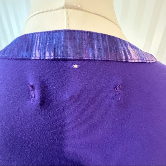 Relativity purple pattern button down blouse FLAW Size 1X - Picture 10 of 11